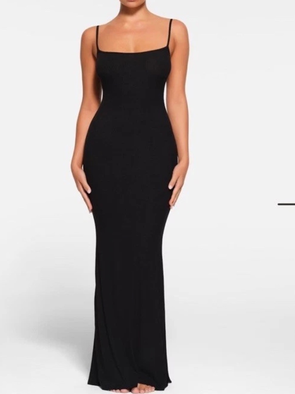 SKIMS Black Spaghetti-Strap Maxi Dress XXSP